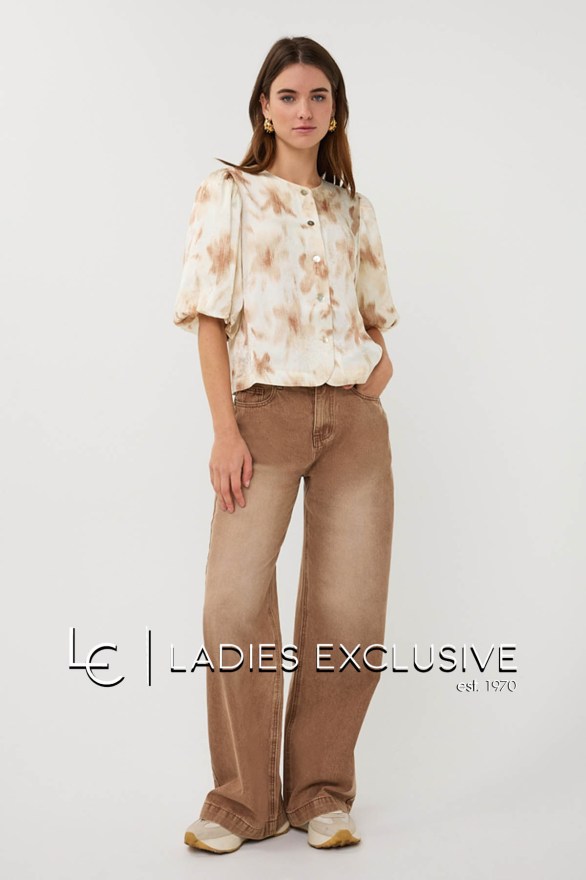 ESQUALO Τοπ σατέν με ballon μανίκια