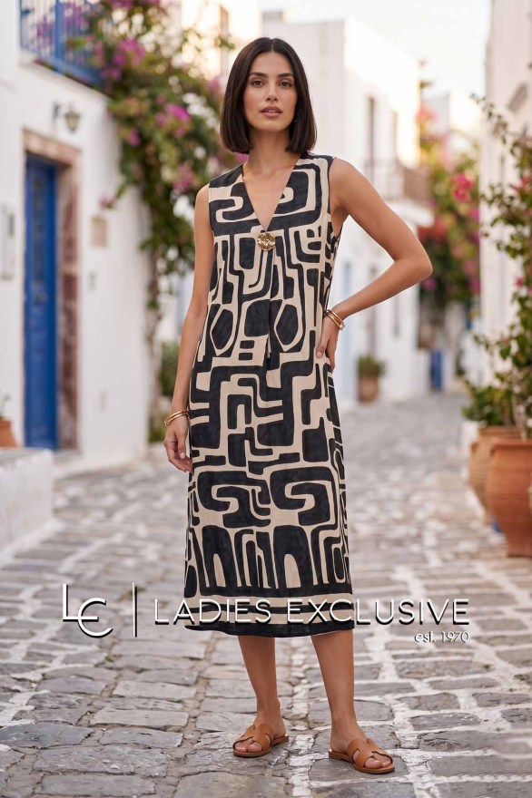 FIBES Φόρεμα αμάνικο σε άνετη γραμμή