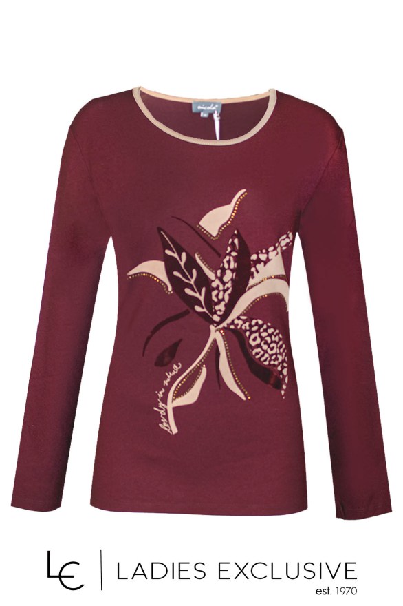 NICOLA Μπλούζα με στάμπα βελουτέ λουλούδι