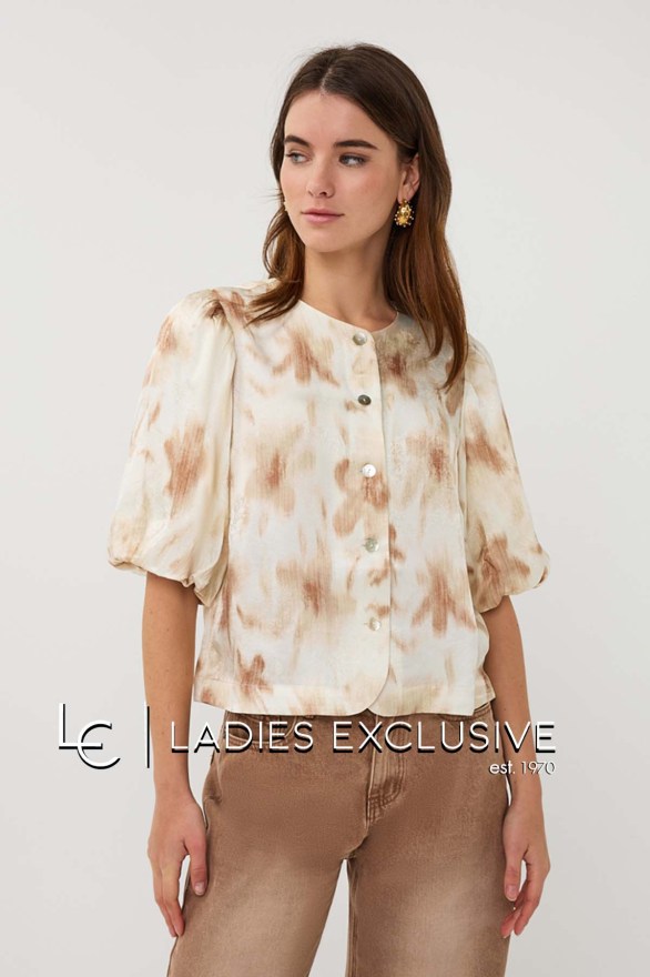 ESQUALO Τοπ σατέν με ballon μανίκια