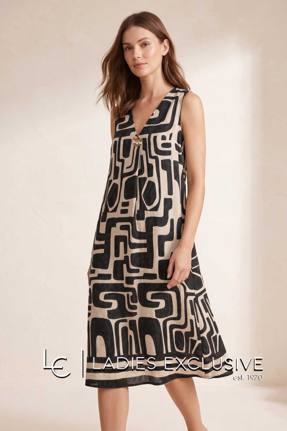 FIBES Φόρεμα αμάνικο σε άνετη γραμμή