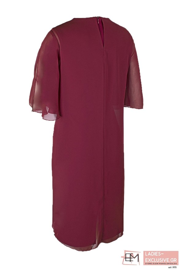 EFFEECT Φόρεμα μπορντό με κεντημένη δαντέλα και μουσελίνα