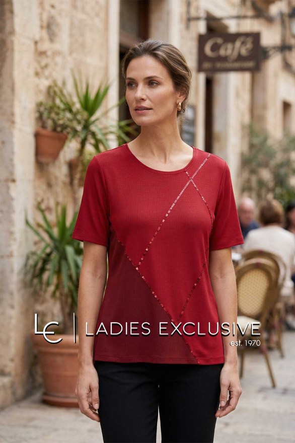 NICOLA Μπλούζα κοντομάνικη με ρόμβους με στρας