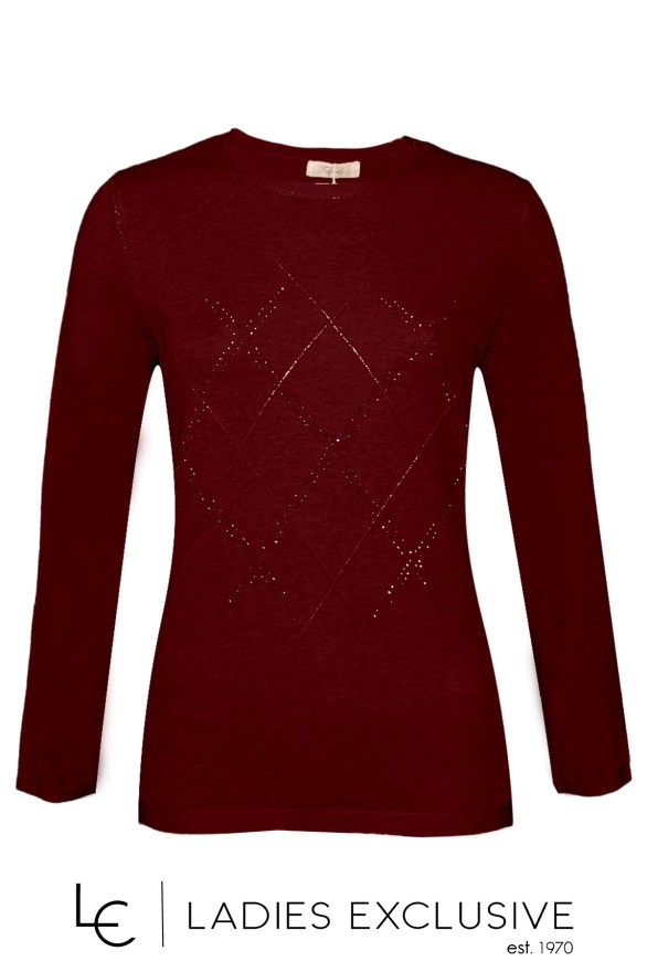 TRIPODE Μπλούζα πλεκτή με ρόμβους και στρας