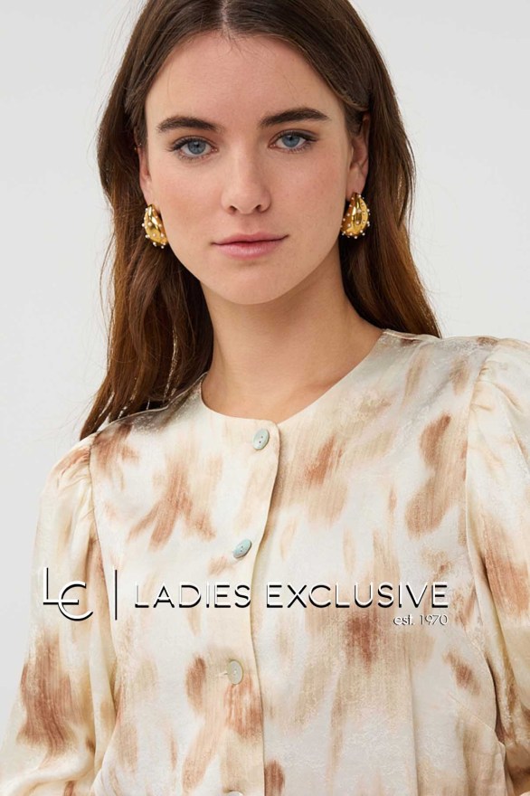 ESQUALO Τοπ σατέν με ballon μανίκια