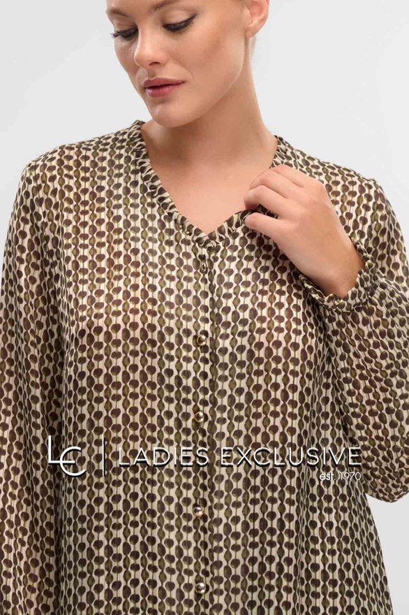 FIBES Πουκάμισο με άνοιγμα v και σούρα στο μανίκι