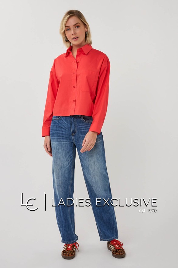 ESQUALO Πουκάμισο cropped σε άνετη γραμμή