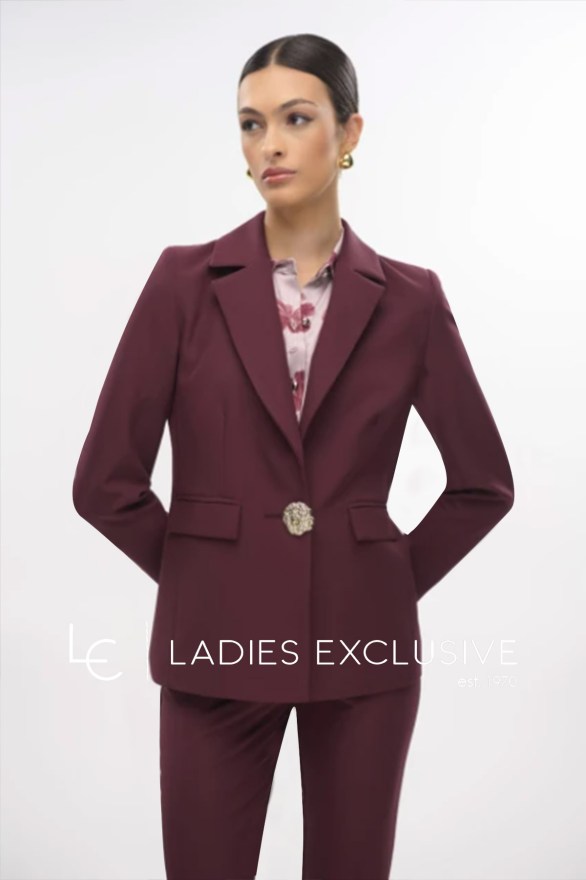 FIBES Σακάκι κρεπ με εντυπωσιακό κουμπί