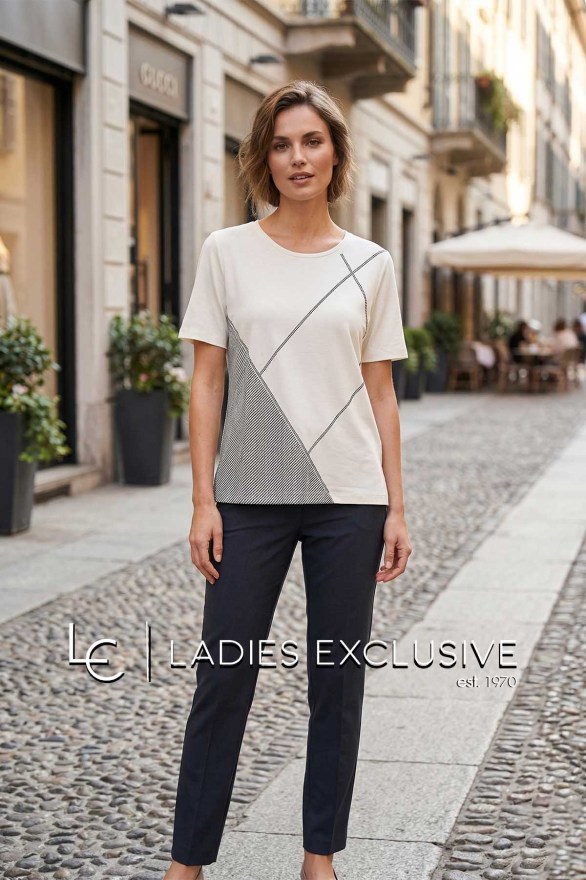 NICOLA Μπλούζα κοντομάνικη με ρόμβους με στρας