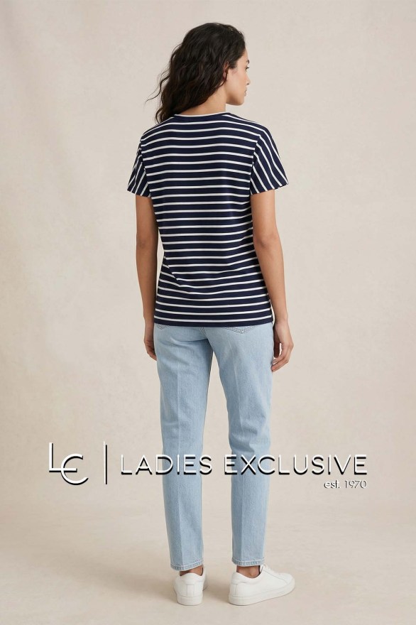 NICOLA Μπλούζα κοντομάνικη ριγέ με v