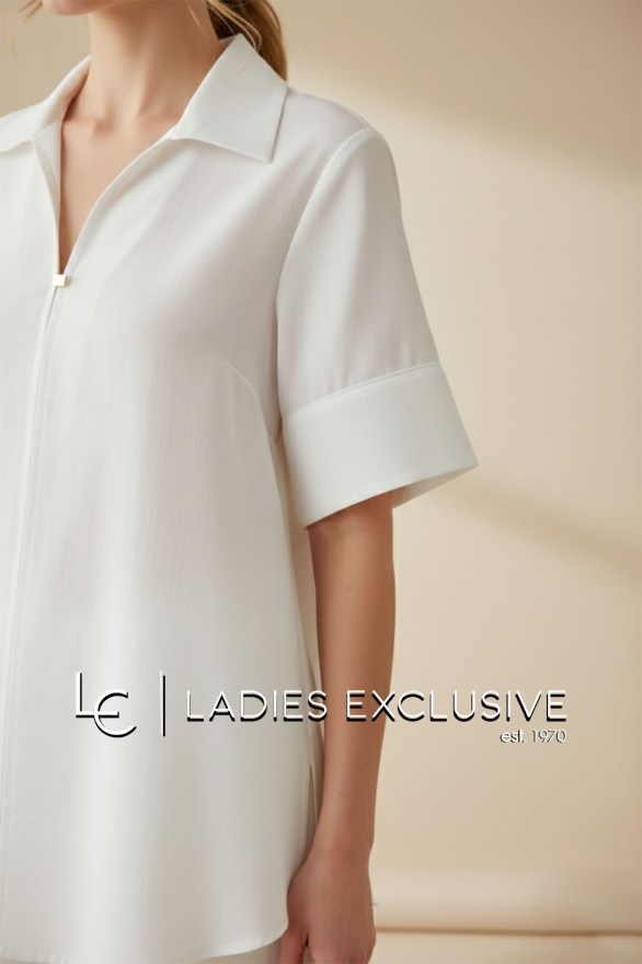 BELLA P. Μπλούζα κοντομάνικη με πέτο γιακά