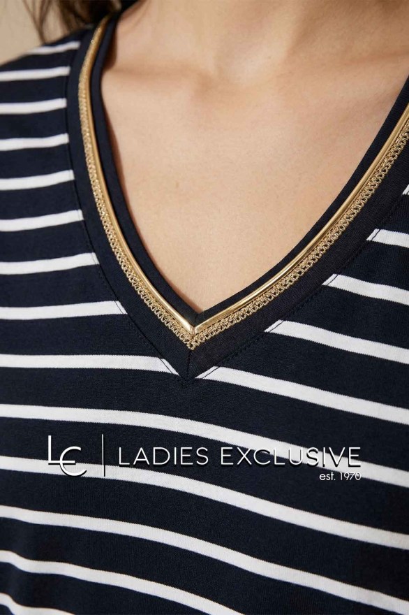 NICOLA Μπλούζα κοντομάνικη ριγέ με v