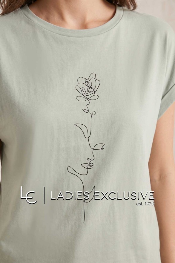 FRANSA Μπλούζα t-shirt με στάμπα αφηρημένο λουλούδι