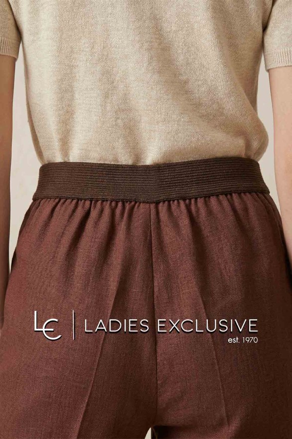 BELLA P. Παντελόνι λινό με λάστιχο