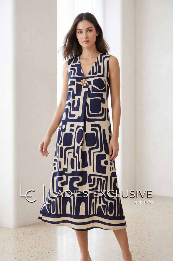 FIBES Φόρεμα αμάνικο σε άνετη γραμμή