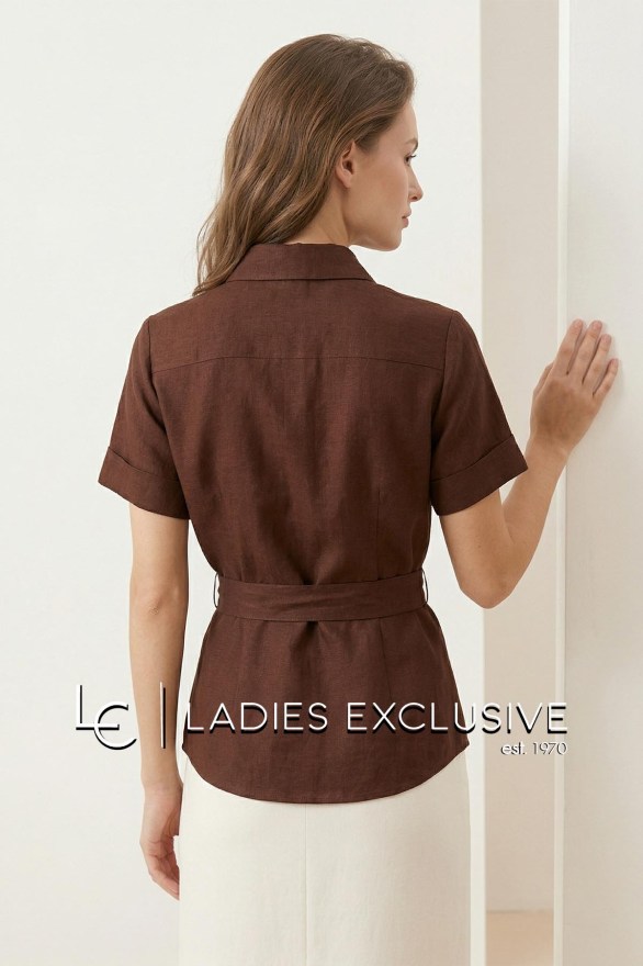 BELLA P. Πουκάμισο κοντομάνικο λινό