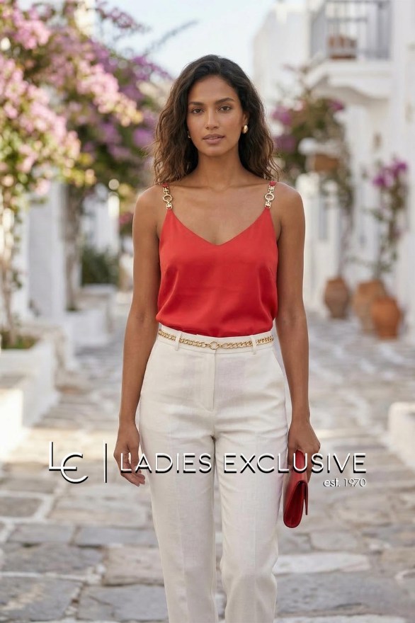 ESTEL Μπλούζα σατέν lingerie με ράντα