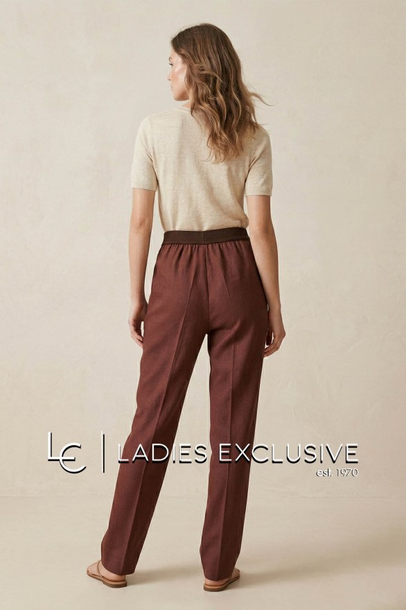 BELLA P. Παντελόνι λινό με λάστιχο