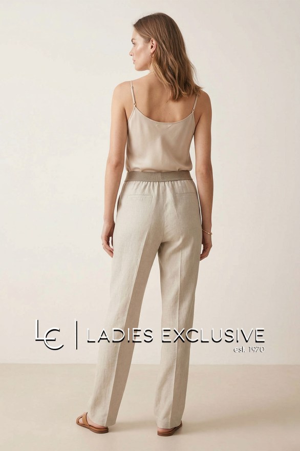 BELLA P. Παντελόνι λινό με λάστιχο