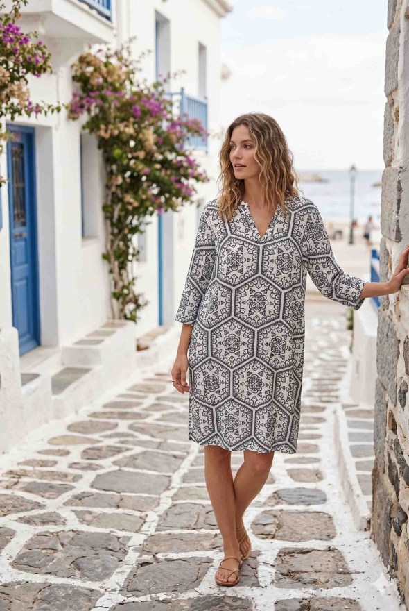 FRANSA Φόρεμα κοντομάνικο boho
