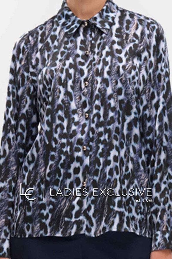 FIBES Πουκάμισο σατέν με πέτο γιακά