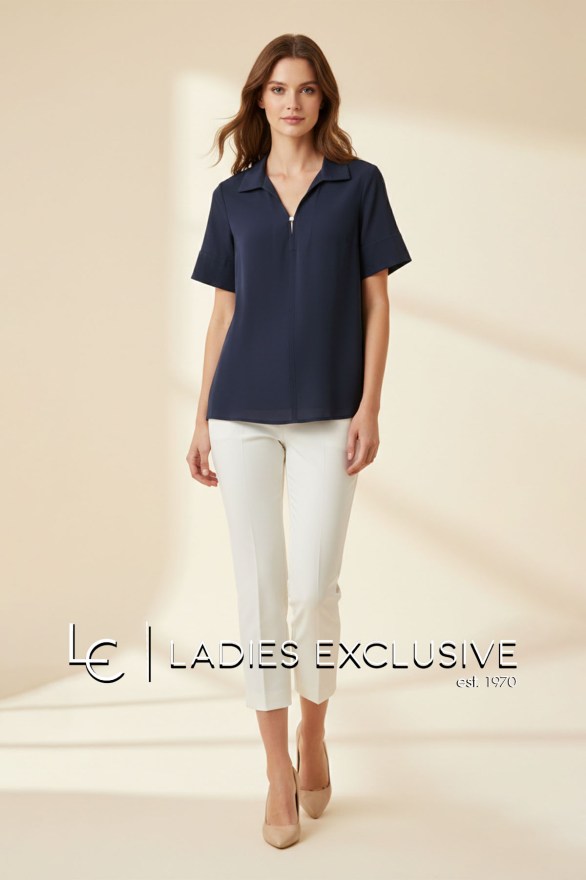 BELLA P. Μπλούζα κοντομάνικη με πέτο γιακά