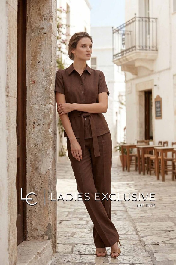 BELLA P. Παντελόνι λινό με λάστιχο