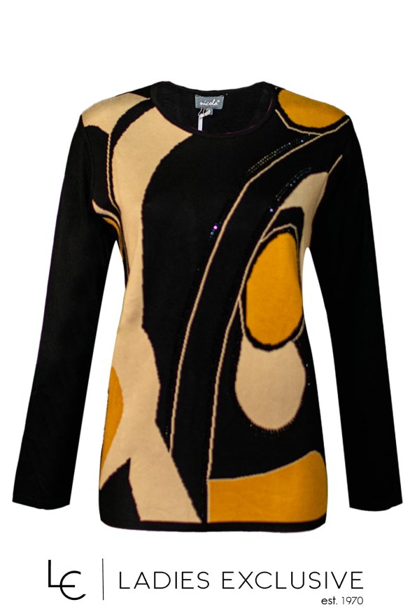 NICOLA Μπλούζα τρίχρωμη με στρας