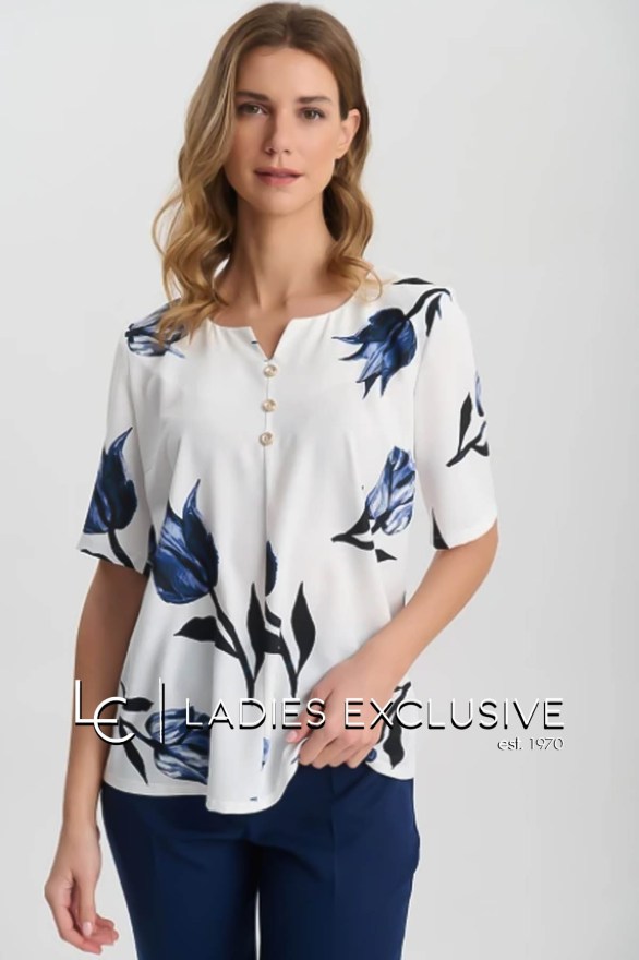 FIBES Μπλούζα κοντομάνικη με λουλούδια