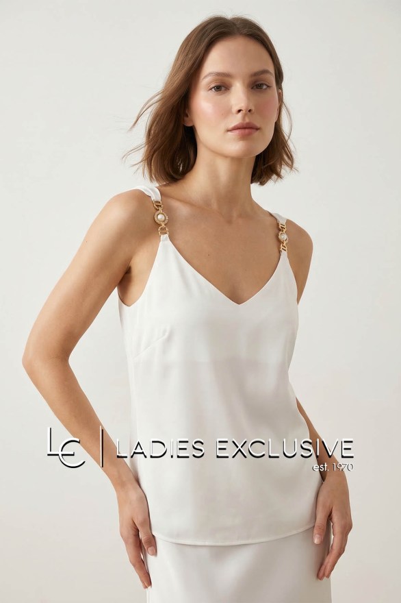 ESTEL Μπλούζα σατέν lingerie με ράντα