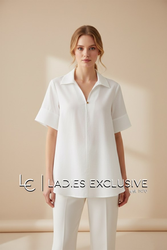 BELLA P. Μπλούζα κοντομάνικη με πέτο γιακά