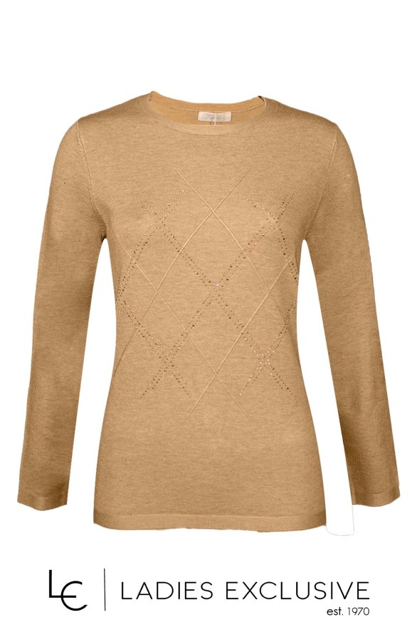 TRIPODE Μπλούζα πλεκτή με ρόμβους και στρας