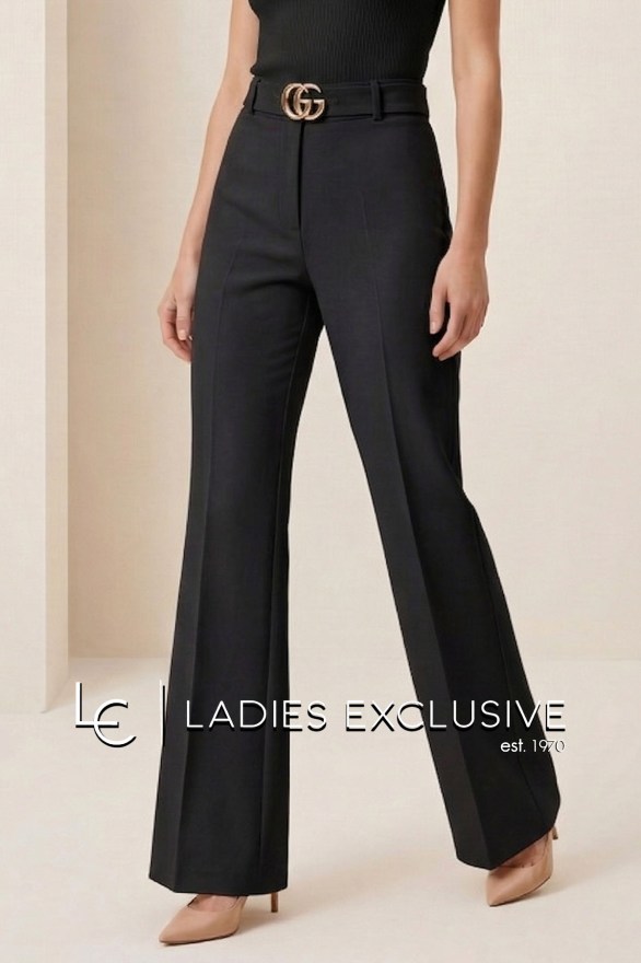 ESTEL Παντελόνα κρεπ με ζώνη