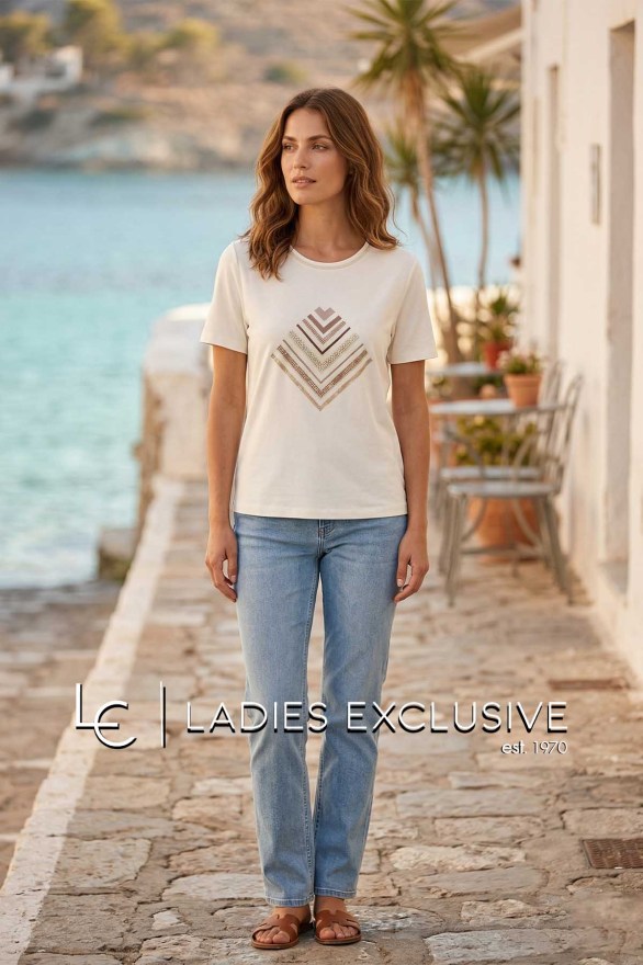 NICOLA Μπλούζα κοντομάνικη με στάμπα γεωμετρικό σχήμα