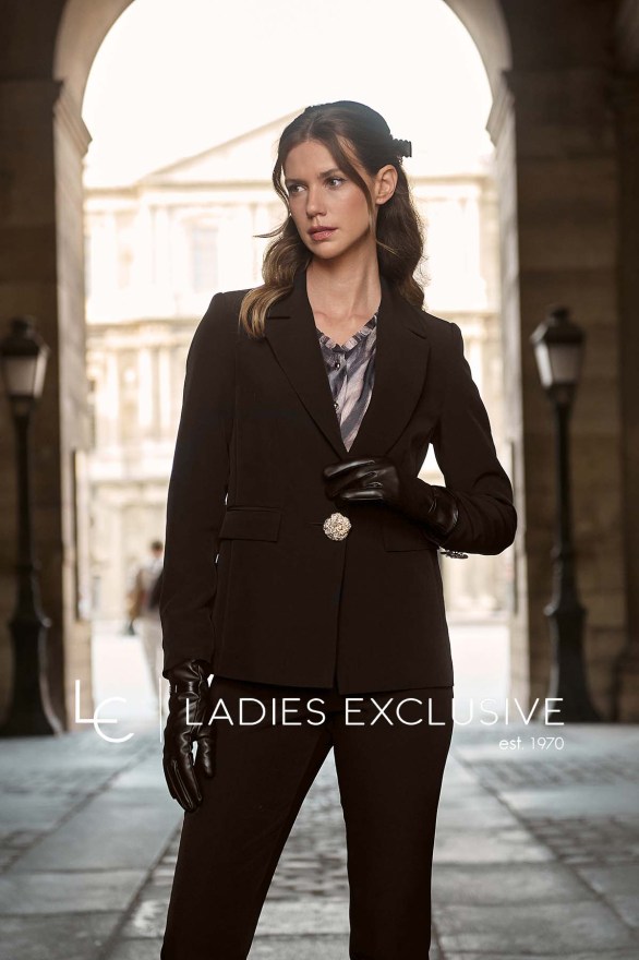 FIBES Σακάκι κρεπ με εντυπωσιακό κουμπί