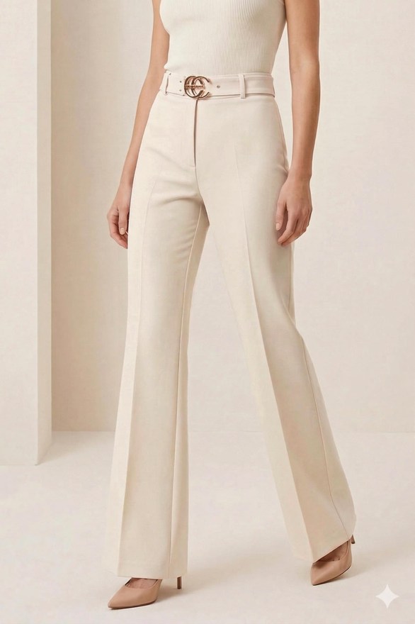 ESTEL Παντελόνα κρεπ με ζώνη