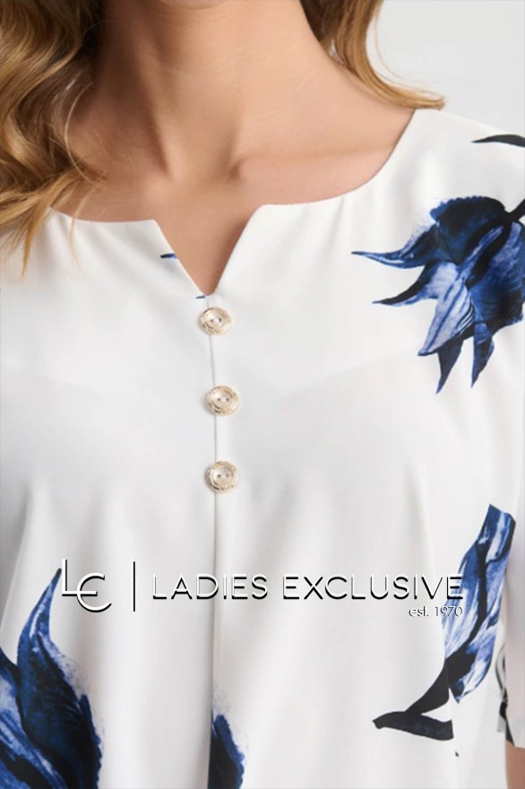 FIBES Μπλούζα κοντομάνικη με λουλούδια