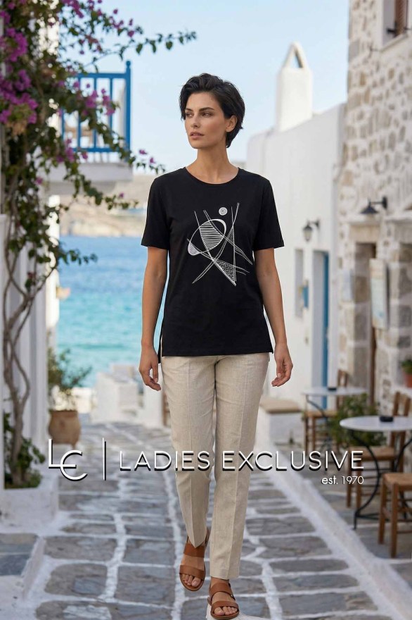 NICOLA Μπλούζα κοντομάνικη με στάμπα και στρας