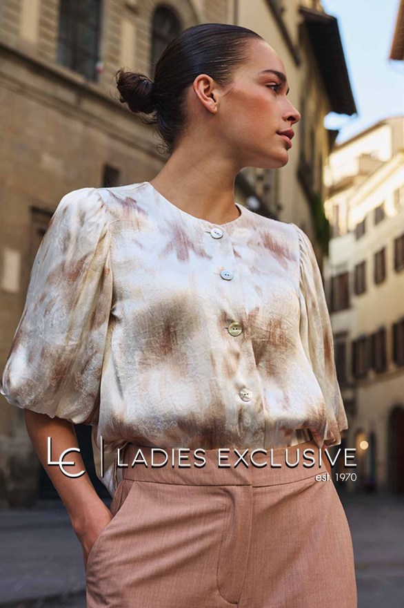 ESQUALO Τοπ σατέν με ballon μανίκια