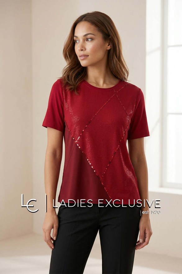 NICOLA Μπλούζα κοντομάνικη με ρόμβους με στρας