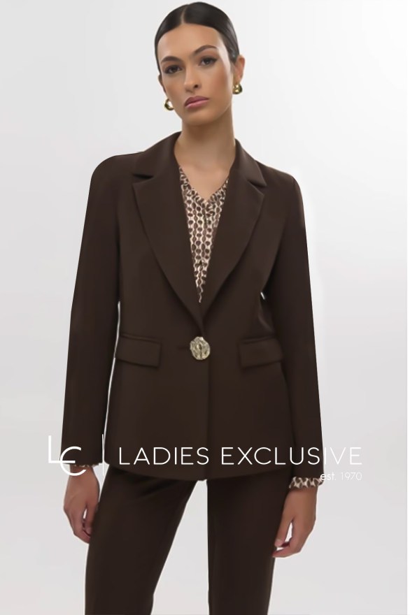 FIBES Σακάκι κρεπ με εντυπωσιακό κουμπί